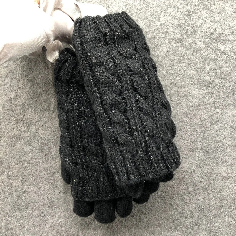 NWT Torrid Knit Winter Gloves One Size Black Cable Knit Sequins